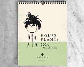 2024 Calendar | Illustrated Houseplants Calendar 2024 | 2024 Wall Calendar | Monthly Calendar