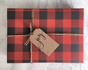 Buffalo Plaid Gift Wrap, fine Christmas wrapping paper, flat sheet paper, holiday gift wrap, 5 sheets