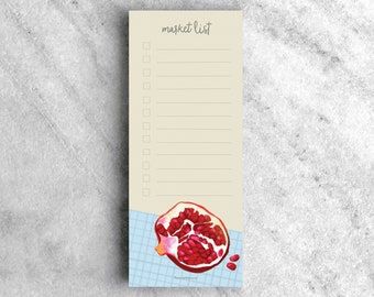 Market List Notepad | Grocery List Pad | Shopping List Pad, Magnetic Groceries Notepad, Pomegranate