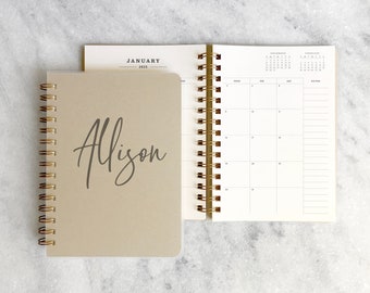 Custom 2026-2027 planner 2027 personalized planner | wire bound, monthly, weekly, daily planner, agenda, datebook, organizer | Soft Cover