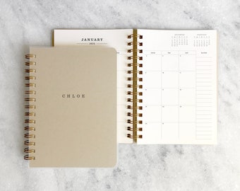 2026-2027 Personalized Weekly Planner: Kraft Cover, Wire-Bound Daily Organizer, Monthly Agenda