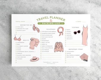 Packing List, Travel Planner Notepad | Wanderlust Travel Journal, Planner, Travel Accessories | Travel Gift