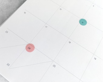 Transparent Planner Stickers: Date Highlight Dots, 4 Colors (Set of 60)