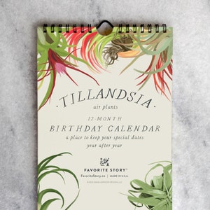 Perpetual Calendar | Birthday Calendar | Celebration Calendar Tillandsia, Air Plants, Botanical Illustrations  || Favorite Story