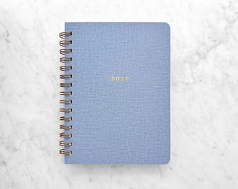 2026-2027 planner | personalized planner 2026-2027 | weekly planner | wire bound student planner | mid year planner | bookcloth cover, Blue