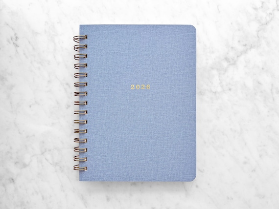 2026-2027 planner | personalized planner 2026-2027 | weekly planner | wire bound student planner | mid year planner | bookcloth cover, Blue