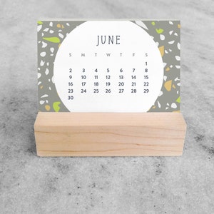 2024 Mini Desk Calendar Terrazzo Small Desk Calendar 2024 with wood stand Monthly Calendar, flip calendar image 8