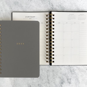 2025-2026 planner | hard cover planner 2025-2026 | weekly planner | wire bound student planner | daily planner | hardcover, Charcoal Gray