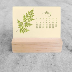 2024 Desk Calendar Mini Desk Calendar 2024 with Wood Stand, Ferns 2024 Calendar, stocking stuffer image 7