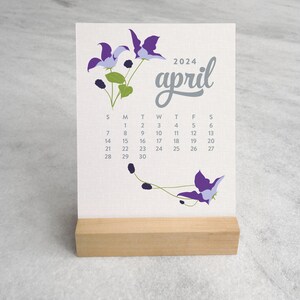 Wildflower Desk Calendar 2024 2024 Desk Calendar 2024 Calendar with Wood Stand, standard size Floral Calendar image 5