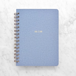 2025-2026 planner | personalized planner 2025-2026 | weekly planner | wire bound student planner | mid year planner | bookcloth cover, Blue