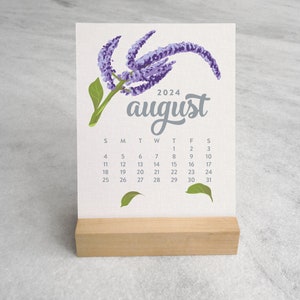 Wildflower Desk Calendar 2024 2024 Desk Calendar 2024 Calendar with Wood Stand, standard size Floral Calendar image 9