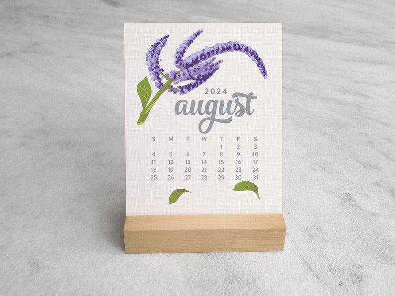 Wildflower Desk Calendar 2024 2024 Desk Calendar 2024 Calendar with Wood Stand, standard size Floral Calendar image 9