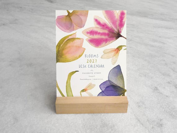 Flower Blooms Desk Calendar 2027 | 2027 Desk Calendar | 2027 Calendar with wood Stand | Standing Calendar, flip calendar, standard size
