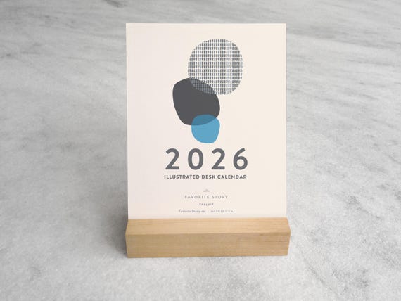 Abstract 2026 Desk Calendar | Desk Calendar 2026  | 2026 Calendar, standing calendar, standard wood stand