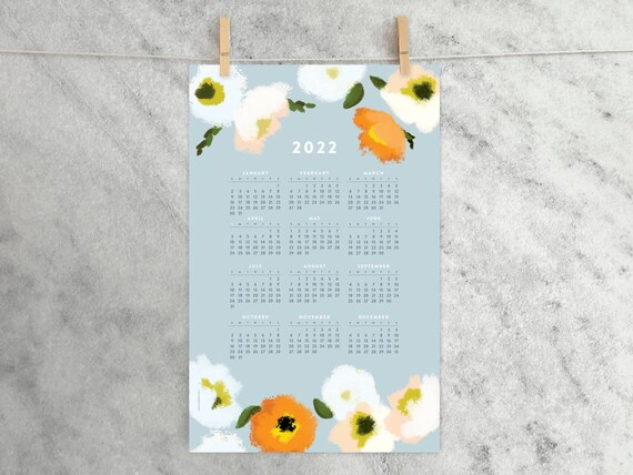 2022 Wall Calendar Year-At-A-Glance Calendar 2022 Poppies | Etsy