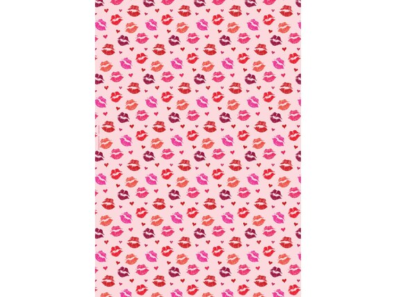 Kisses Gift Wrap flat sheet paper Valentine wrapping paper illustrated perfect for Valentine/'s Day!