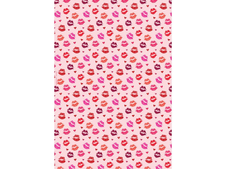 Kisses Gift Wrap flat sheet paper Valentine wrapping paper illustrated perfect for Valentine/'s Day!