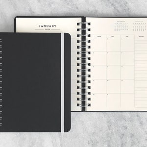 2024-2025 planner | planner 2025 | weekly planner, wire bound | daily agenda |  academic planner | hardcover Black Blank Hard Cover