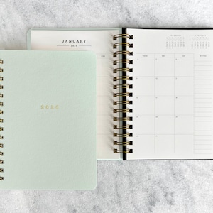 2026 Mint Hardcover Planner: Gold Wire Bound, Weekly & Monthly