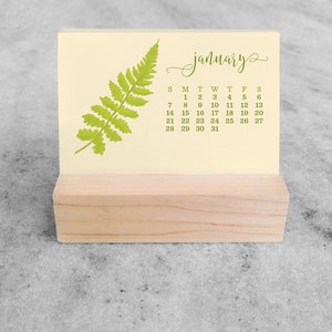 2024 Desk Calendar Mini Desk Calendar 2024 with Wood Stand, Ferns 2024 Calendar, stocking stuffer image 2