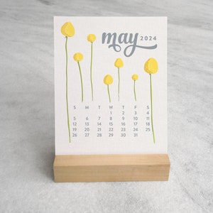 Wildflower Desk Calendar 2024 2024 Desk Calendar 2024 Calendar with Wood Stand, standard size Floral Calendar image 6