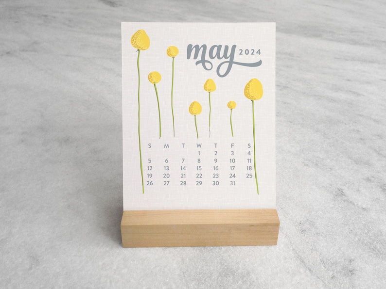Wildflower Desk Calendar 2024 2024 Desk Calendar 2024 Calendar with Wood Stand, standard size Floral Calendar image 6