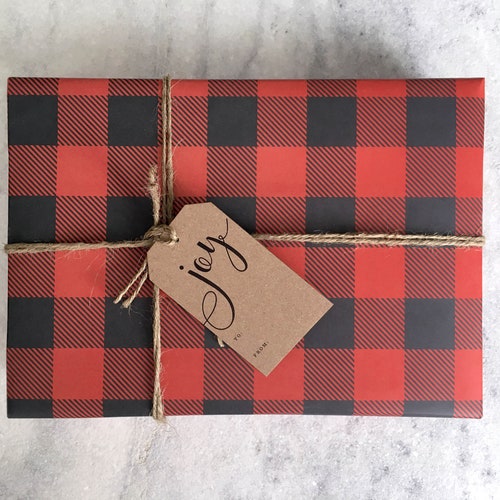 Buffalo Plaid Gift Wrap, fine Christmas wrapping paper, flat sheet paper, holiday gift wrap, 5 sheets