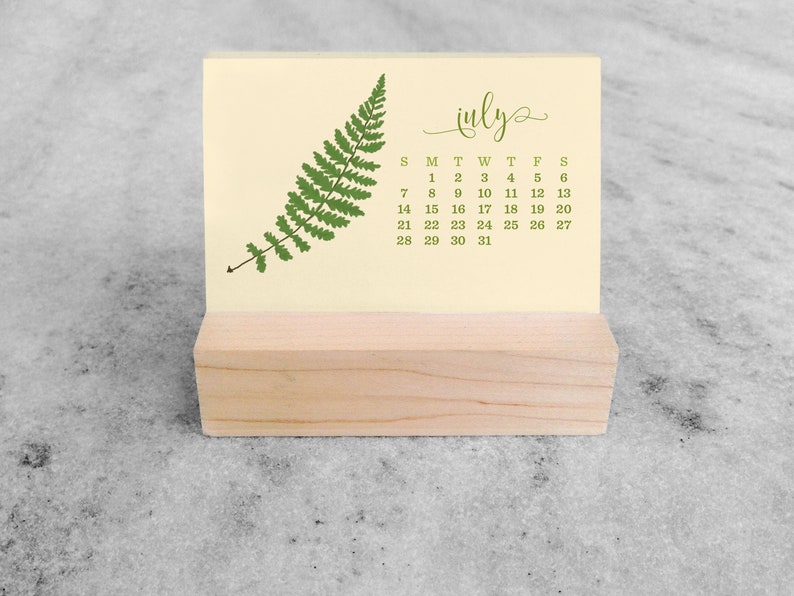 2024 Desk Calendar Mini Desk Calendar 2024 with Wood Stand, Ferns 2024 Calendar, stocking stuffer image 9