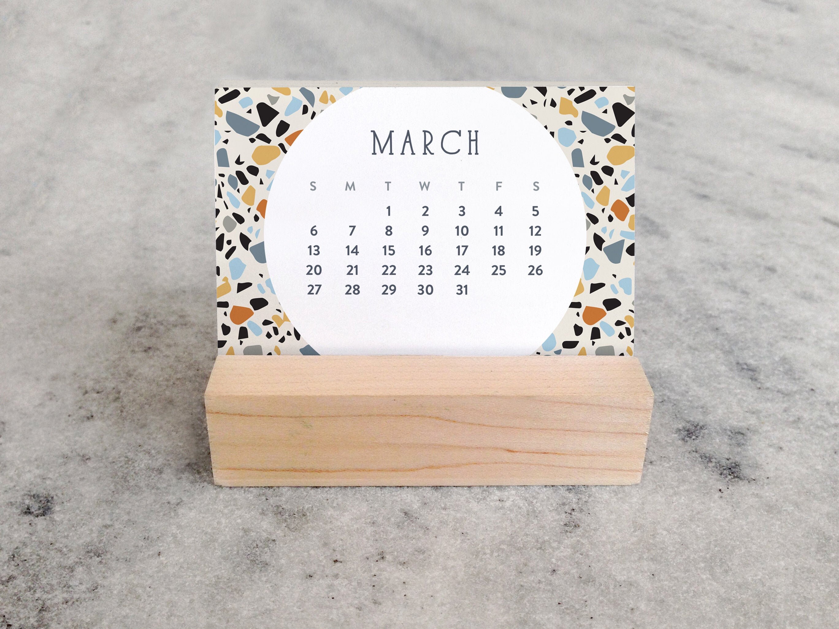 2022 Mini Desk Calendar Terrazzo Small Desk Calendar 2022 Etsy