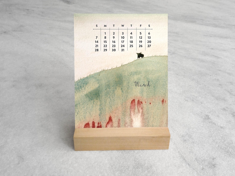 Landscapes Desk Calendar 2027 | 2027 Desk Calendar | 2027 Calendar with wood Stand | Standing Calendar, flip calendar, standard size image 4