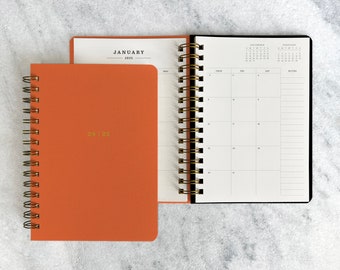 2024-2025 planner | hard cover planner 2025 | weekly planner | wire bound student planner | daily planner | hardcover, Rust