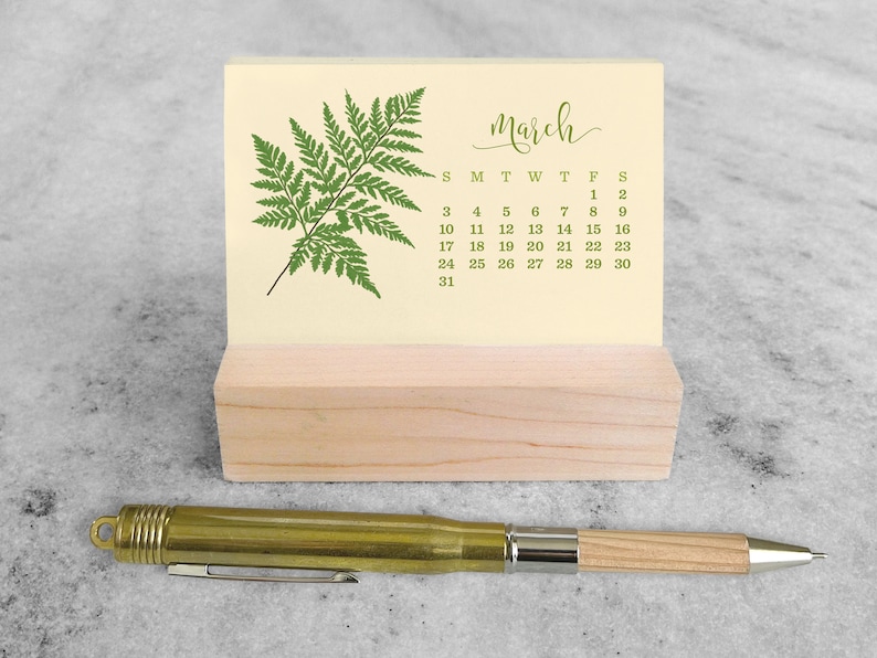 2024 Desk Calendar Mini Desk Calendar 2024 with Wood Stand, Ferns 2024 Calendar, stocking stuffer image 5