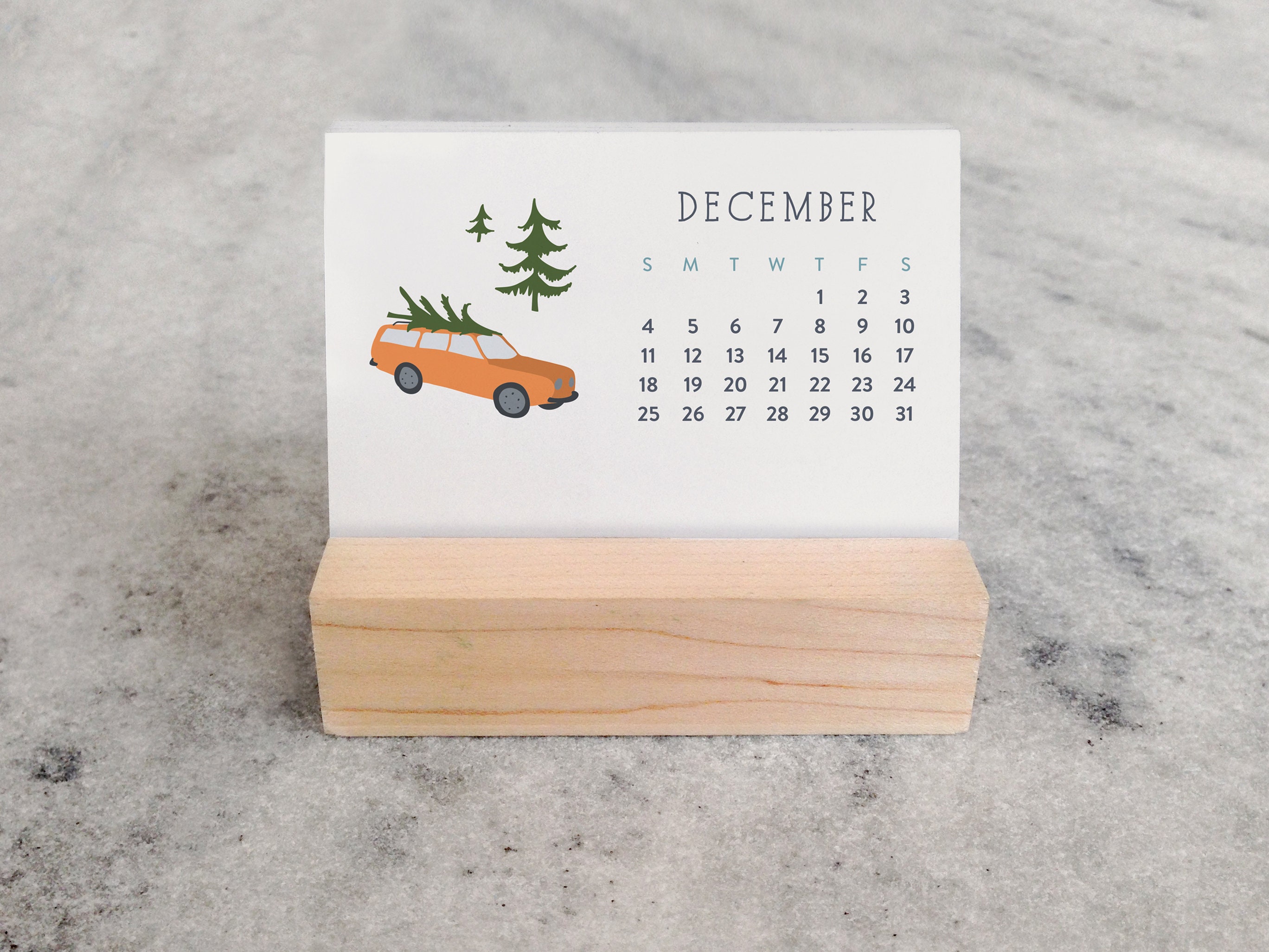 2022 Desk Calendar with Wood Stand Mini Desk Calendar 2022 Etsy