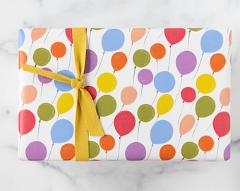 Balloons Gift Wrap: Original Illustration Birthday Wrapping Paper (3 Sheets)