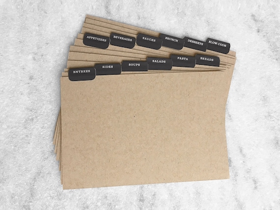  Wood 3x5 RECIPE DIVIDERS (Set of 9) with Tabs - Easily