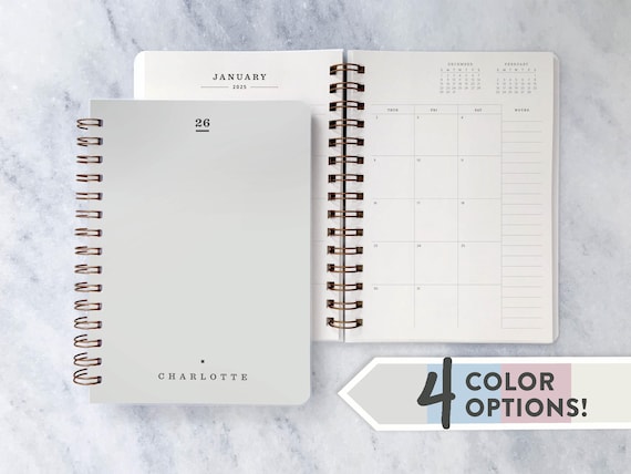 2026-2027 planner | personalized planner 2026-2027 | Custom wire bound daily / weekly / monthly soft cover organizer, agenda