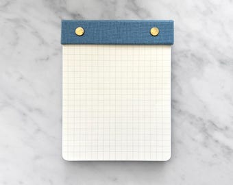 Grid Notepad with Brass Screws: Bookcloth Case