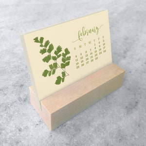 2024 Desk Calendar Mini Desk Calendar 2024 with Wood Stand, Ferns 2024 Calendar, stocking stuffer image 3