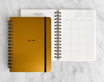 2025 planner | hard cover planner 2024-2025 | weekly planner | personal organizer | datebook | daily planner | hardcover, Antique Gold