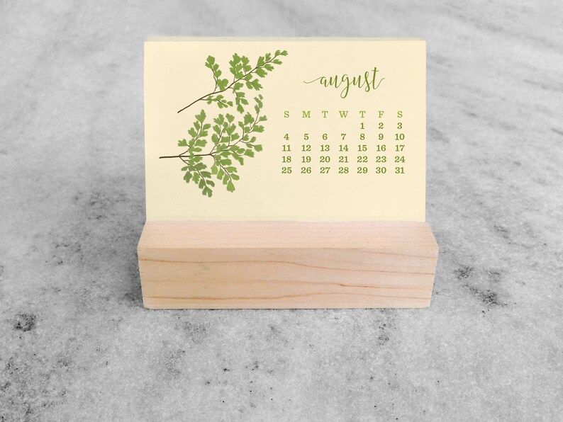 2024 Desk Calendar Mini Desk Calendar 2024 with Wood Stand, Ferns 2024 Calendar, stocking stuffer image 10