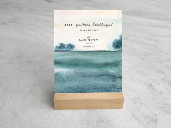 Landscapes Desk Calendar 2027 | 2027 Desk Calendar | 2027 Calendar with wood Stand | Standing Calendar, flip calendar, standard size
