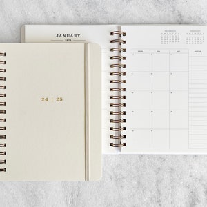 2024-2025 planner | hard cover planner 2025 | weekly planner | wire bound student planner | daily planner | hardcover, Ivory