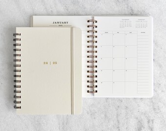 2024-2025 planner | hard cover planner 2025 | weekly planner | wire bound student planner | daily planner | hardcover, Ivory