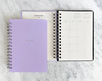 2024-2025 planner | hard cover planner 2025 | weekly planner | wire bound student planner | daily planner | hardcover, Lavender
