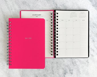 2024-2025 planner | hard cover planner 2025 | weekly planner | wire bound student planner | daily planner | hardcover, Hot Pink