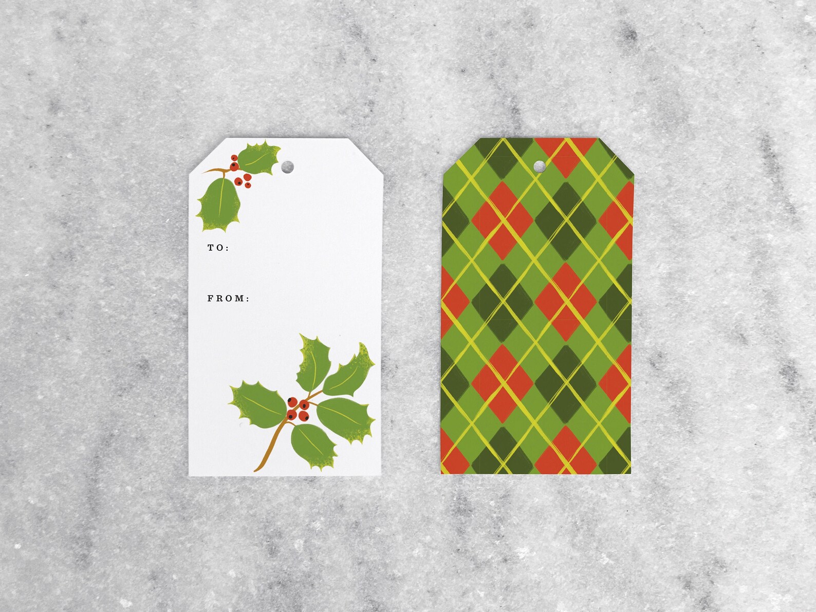 Christmas Holly Gift Tags Set of 10 Holly and Argyle - Etsy