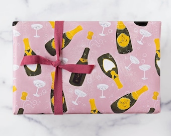 Champagne Gift Wrap: Wedding & Engagement Wrapping Paper, 3 Sheets