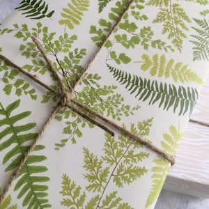 Fern Gift Wrap, fine wrapping paper, all occasion, flat sheet paper, illustrated botanicals, fern fronds, 5 sheets  || Favorite Story