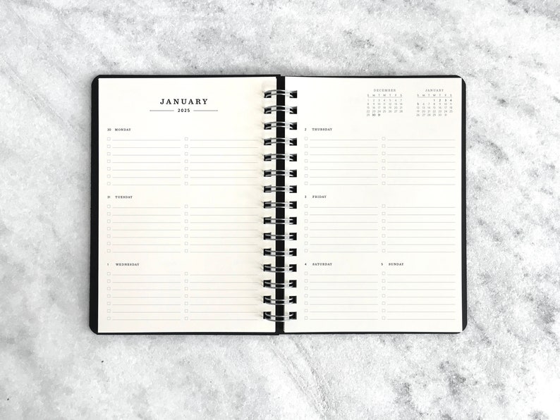 personalized 2025 planner custom planner 2024-2025 weekly planner personal organizer daily planner, agenda, Black Hard Cover image 2